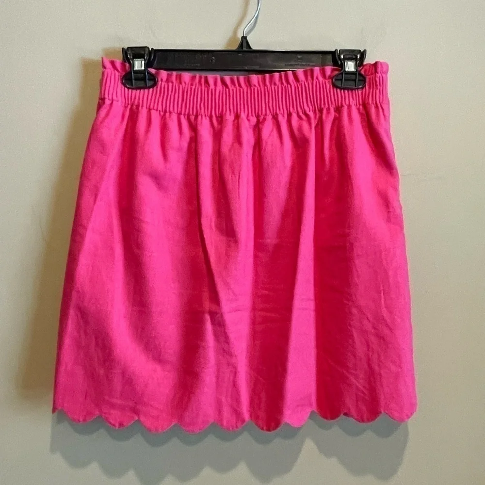 J.Crew scalloped linen-cotton sidewalk skirt